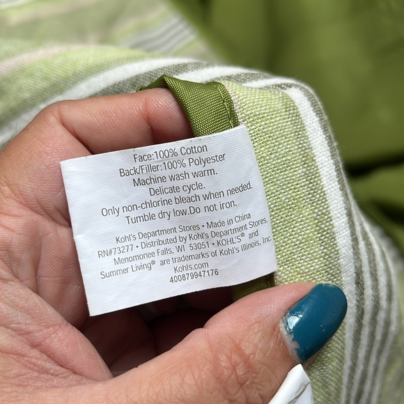 Summer Living Large Green White Striped Beach Blanket Tote Carrying Bag - Picture 8 of 8